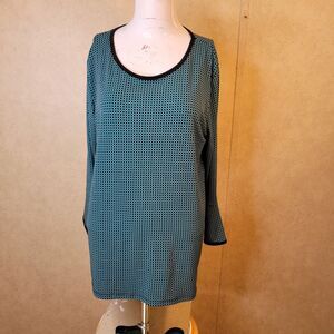 Michael Kors Large Top women tunic longsleeve geometric stretch soft scoop neck